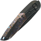 Kubey Spike Framelock Zircuti KB406C - DLC Coated M390 Wharncliffe Blade With Zircuti Inlay Titanium Handle by Kubey