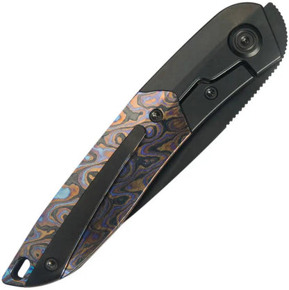 Kubey Spike Framelock Zircuti KB406C - DLC Coated M390 Wharncliffe Blade With Zircuti Inlay Titanium Handle by Kubey