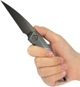 Kubey Spike Framelock Zircuti KB406C - DLC Coated M390 Wharncliffe Blade With Zircuti Inlay Titanium Handle by Kubey