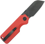 Kubey Boxer Linerlock KU407D Red G10 Handle 2.5 Inch BlackWash Sheepsfoot Blade 3.75 Inch Closed Pocket Clip by Kubey