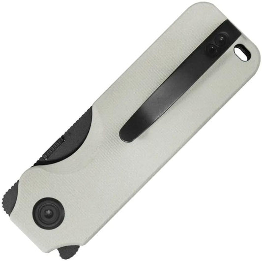 Kubey Boxer Linerlock White G10 KU407E - 3.75in Closed EDC Knife With 2.5in BlackWash 14C28N Sandvik Blade by Kubey