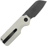 Kubey Boxer Linerlock White G10 KU407E - 3.75in Closed EDC Knife With 2.5in BlackWash 14C28N Sandvik Blade by Kubey