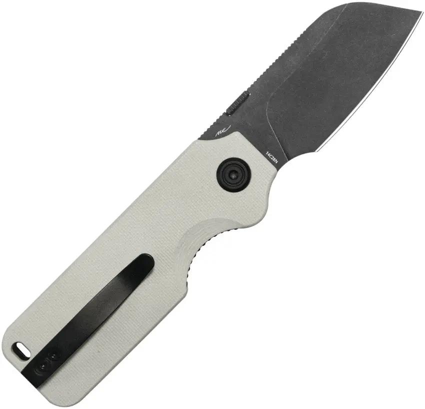 Kubey Boxer Linerlock White G10 KU407E - 3.75in Closed EDC Knife With 2.5in BlackWash 14C28N Sandvik Blade by Kubey