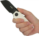 Kubey Boxer Linerlock White G10 KU407E - 3.75in Closed EDC Knife With 2.5in BlackWash 14C28N Sandvik Blade by Kubey