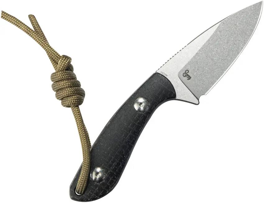 Kubey Bloom Fixed Blade Knife - 5.5 Inch Overall, 2.63 Inch Sandvik 14C28N Drop Point Blade, Black Micarta Handle by Kubey
