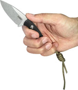 Kubey Bloom Fixed Blade Knife - 5.5 Inch Overall, 2.63 Inch Sandvik 14C28N Drop Point Blade, Black Micarta Handle by Kubey