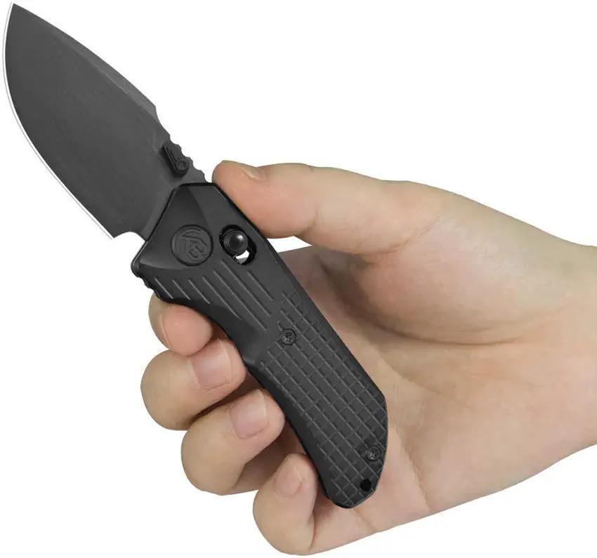 Kubey Jarpen Crossbar Lock DLC KB415C - Black DLC CPM S90V Drop Point Blade, Titanium Handle With Clip by Kubey