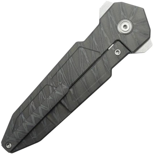 Kubey Urban Dagger Framelock Flame KB416B Featuring M390 Blade Flame Anodized Titanium Handle Extended Tang Pocket Clip by Kubey