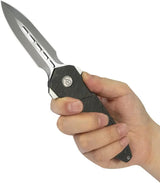 Kubey Urban Dagger Framelock Flame KB416B Featuring M390 Blade Flame Anodized Titanium Handle Extended Tang Pocket Clip by Kubey
