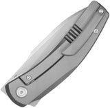Kubey Tarus Framelock Titanium KB418A - Stonewash Titanium Handle Knife With 3.25in M390 Drop Point by Kubey