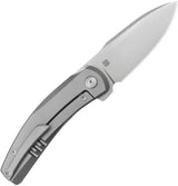 Kubey Tarus Framelock Titanium KB418A - Stonewash Titanium Handle Knife With 3.25in M390 Drop Point by Kubey