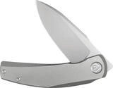 Kubey Tarus Framelock Titanium KB418A - Stonewash Titanium Handle Knife With 3.25in M390 Drop Point by Kubey