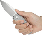 Kubey Tarus Framelock Titanium KB418A - Stonewash Titanium Handle Knife With 3.25in M390 Drop Point by Kubey