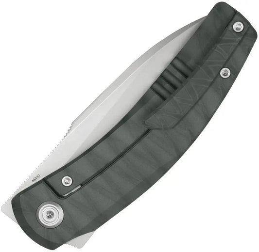 Kubey Tarus Framelock Flame KB418B - Flame Anodized Titanium Handle With Bohler M390 Drop Point Blade by Kubey