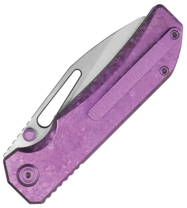 KB Knives Venom Top Linerlock Purple KB435D - 3.5in Satin S90V Sheepsfoot Blade Purple Crystallized Titanium Handle by KB Knives