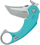 Kubey Jaw Karambit Linerlock Tiffany KU439B - 2.5in 14C28N Sandvik Stainless Tanto Blade, Tiffany Blue G10 Handle by Kubey