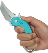 Kubey Jaw Karambit Linerlock Tiffany KU439B - 2.5in 14C28N Sandvik Stainless Tanto Blade, Tiffany Blue G10 Handle by Kubey