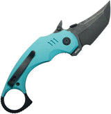 Kubey Jaw Karambit Linerlock - Tiffany Blue G10 Handle With 2.5In Black Stonewash 14C28N Sandvik Blade by Kubey