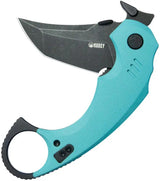 Kubey Jaw Karambit Linerlock - Tiffany Blue G10 Handle With 2.5In Black Stonewash 14C28N Sandvik Blade by Kubey