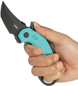Kubey Jaw Karambit Linerlock - Tiffany Blue G10 Handle With 2.5In Black Stonewash 14C28N Sandvik Blade by Kubey
