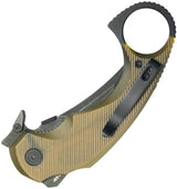 Kubey Jaw Karambit Linerlock Ultem KU439E - 4.88in Closed 2.5in Black Stonewashed 14C28N Sandvik Stainless Tanto Blade by Kubey