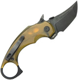Kubey Jaw Karambit Linerlock Ultem KU439E - 4.88in Closed 2.5in Black Stonewashed 14C28N Sandvik Stainless Tanto Blade by Kubey