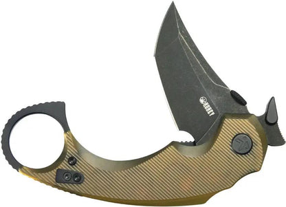 Kubey Jaw Karambit Linerlock Ultem KU439E - 4.88in Closed 2.5in Black Stonewashed 14C28N Sandvik Stainless Tanto Blade by Kubey