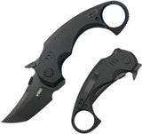 Kubey Jaw Karambit Linerlock - Black G10 Handle With 2.5 Inch Stonewash 14C28N Tanto Blade by Kubey