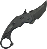 Kubey Jaw Karambit Linerlock - Black G10 Handle With 2.5 Inch Stonewash 14C28N Tanto Blade by Kubey