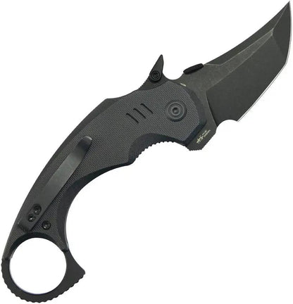 Kubey Jaw Karambit Linerlock - Black G10 Handle With 2.5 Inch Stonewash 14C28N Tanto Blade by Kubey
