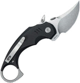 Kubey Jaw Pikal Karambit Linerlock KU440A Stonewash 14C28N Karambit Blade With Black G10 Handle And Finger Ring by Kubey