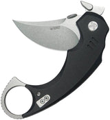 Kubey Jaw Pikal Karambit Linerlock KU440A Stonewash 14C28N Karambit Blade With Black G10 Handle And Finger Ring by Kubey