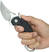 Kubey Jaw Pikal Karambit Linerlock KU440A Stonewash 14C28N Karambit Blade With Black G10 Handle And Finger Ring by Kubey