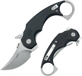 Kubey Jaw Pikal Karambit Linerlock KU440A Stonewash 14C28N Karambit Blade With Black G10 Handle And Finger Ring by Kubey