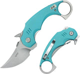Kubey Jaw Pikal Karambit Linerlock KU440B - 2.5 Inch 14C28N Stainless Karambit Blade With Tiffany Blue G10 Handle by Kubey
