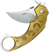 Kubey Jaw Pikal Karambit Linerlock KU440C - Stonewash 14C28N Sandvik Blade With Ultem Handle Thumb Disk by Kubey