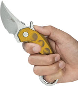Kubey Jaw Pikal Karambit Linerlock KU440C - Stonewash 14C28N Sandvik Blade With Ultem Handle Thumb Disk by Kubey