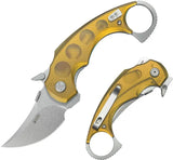 Kubey Jaw Pikal Karambit Linerlock KU440C - Stonewash 14C28N Sandvik Blade With Ultem Handle Thumb Disk by Kubey