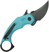 Kubey Jaw Pikal Karambit Linerlock KU440D - 2.5 Inch Black Stonewash Karambit Blade With Tiffany Blue G10 Handle by Kubey