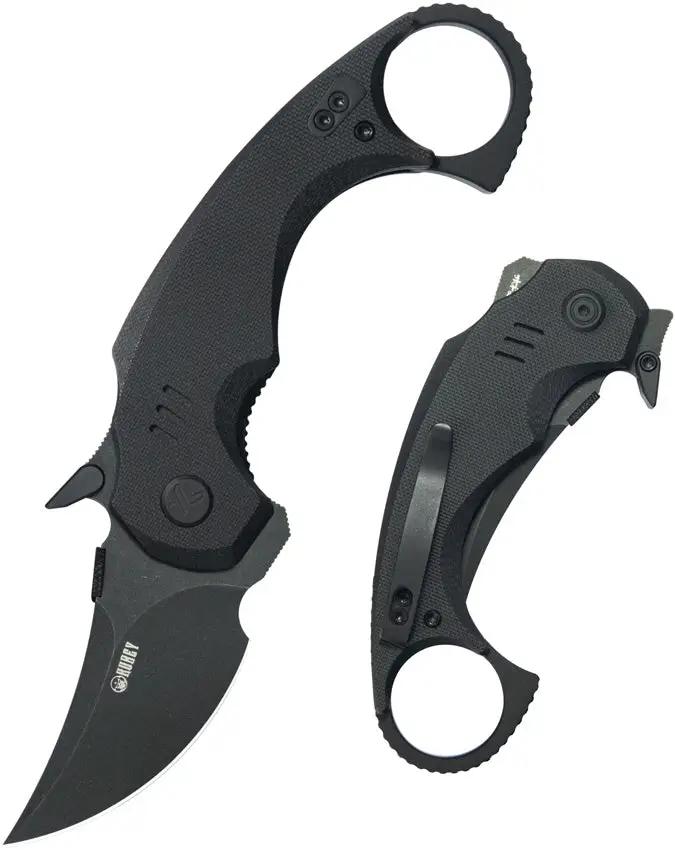 Kubey Jaw Pikal Karambit Linerlock KU440F - 2.5in Black Stonewash 14C28N Sandvik Karambit Blade G10 Handle by Kubey