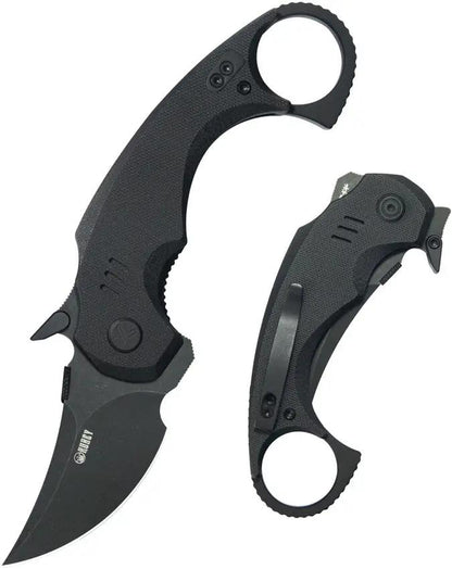 Kubey Jaw Pikal Karambit Linerlock KU440F - 2.5in Black Stonewash 14C28N Sandvik Karambit Blade G10 Handle by Kubey