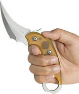 Kubey Velociraptor Fixed Blade Ultem KU448B - Ultem Handle Full Tang Karambit Blade 8in Overall Finger Ring Kydex Sheath by Kubey