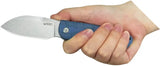 Kubey Microburst Fixed Blade Knife - Blue Micarta Handle, Full Tang, 14C28N Sandvik Steel, Tek-Lok by Kubey