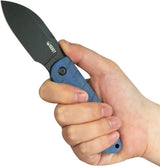 Kubey Microburst Fixed Blade Knife KU455C - Blue Micarta Handle Full Tang 14C28N Sandvik Drop Point by Kubey