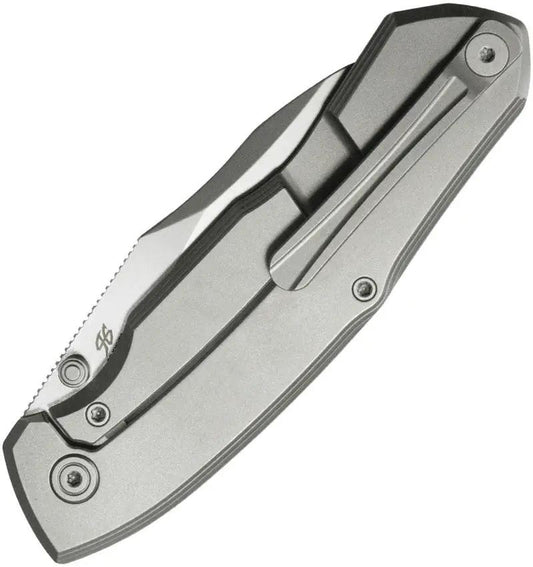 Kubey Mantra Framelock Gray Titanium KB459A - Bohler M390 Bead-Blast Wharncliffe Blade, 4.25in Closed by Kubey