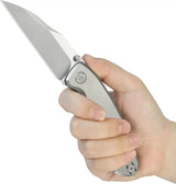 Kubey Mantra Framelock Gray Titanium KB459A - Bohler M390 Bead-Blast Wharncliffe Blade, 4.25in Closed by Kubey