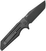 Kubey Relentless Button Lock DLC KB462C - Black M390 Tanto Blade With DLC Coating And Titanium Handle by Kubey