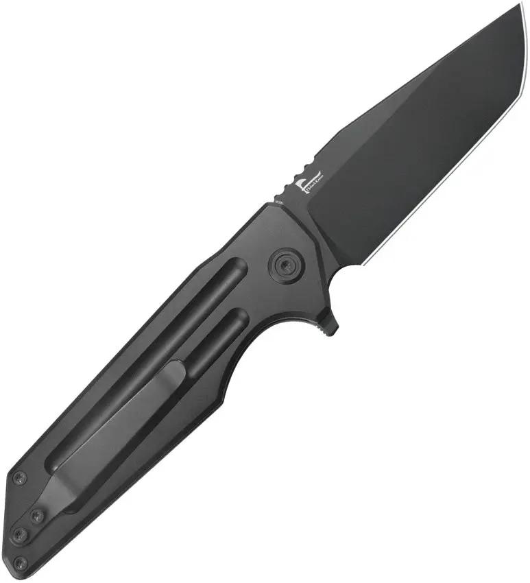 Kubey Relentless Button Lock DLC KB462C - Black M390 Tanto Blade With DLC Coating And Titanium Handle by Kubey