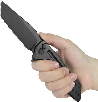 Kubey Relentless Button Lock DLC KB462C - Black M390 Tanto Blade With DLC Coating And Titanium Handle by Kubey