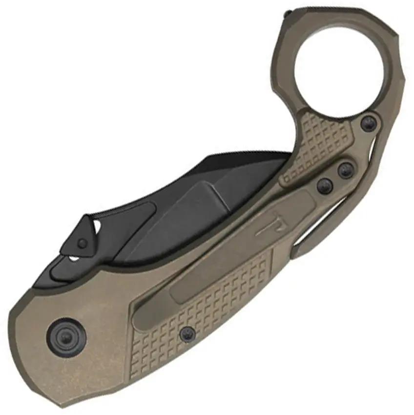 KB Knives Toucan Button Lock Bronze KB463C - CPM-20CV Karambit With Bronze Anodized Titanium Handle by KB Knives